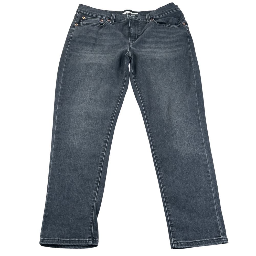 Levi's Mid Rise Boyfriend Jeans Womens 31 (Actual 34) Black Faded Denim 19887